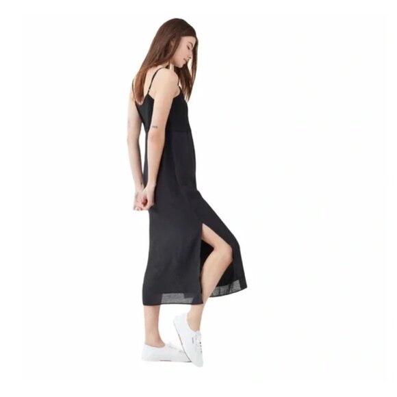 NWT Splendid Women's Etoli Double Layer Midi Cami Dress Black Size M $150 H536 - Picture 2 of 4